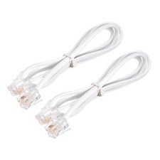 Phone Cord 1.64FT Telephone Cable Phone Line Cord RJ11 6P4C Plugs White 2pcs
