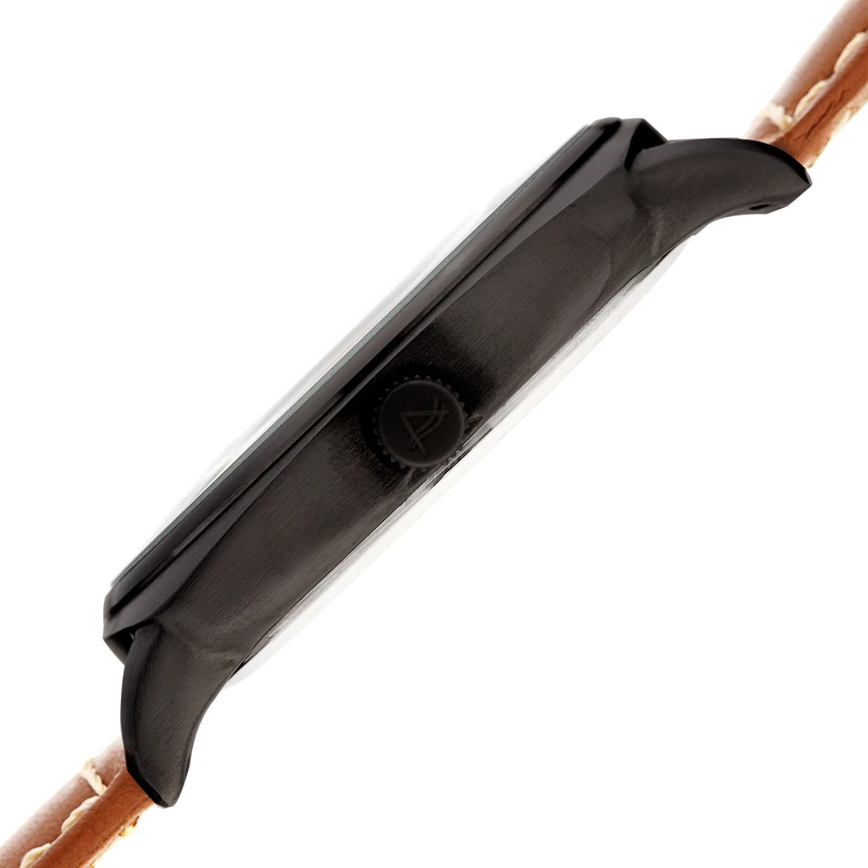 Men's August Steiner AS8245BKBR Quartz Black Tan Stiched Leather Strap Watch - Image 3 of 4