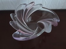 Ciotola decorativa stile conchiglia in vetro trasparente e rosa vintage, piatto dolce