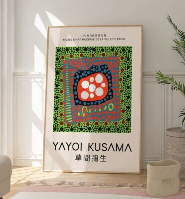 Yayoi Kusama Wandkunstdruck mit abstraktem Muster, bunte zeitgenössische Galeriekunst