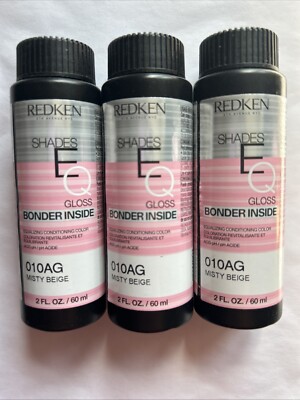 3X Redken Shades EQ Gloss Bonder Inside Hair Toner  2oz/60ml   010AG Misty Beige