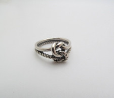 925 Sterling Silver Twist  Smooth Knot Tied Double Interlocking Ring Size 4