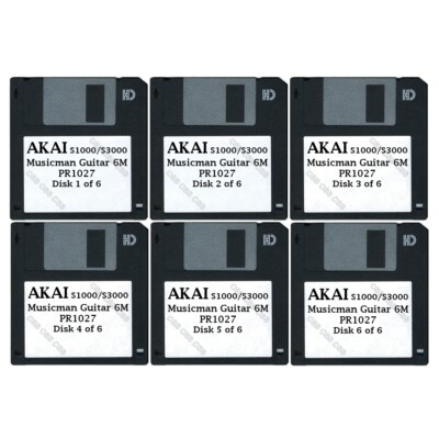 Akai S1000 / S3000 Six Floppy Disks Musicman Guitar 6M PR1027