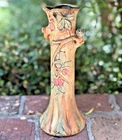 WELLER POTTERY WOODCRAFT 9" VASE WITH BIRD....SIGNED! THE BEST MOLD & COLORS!