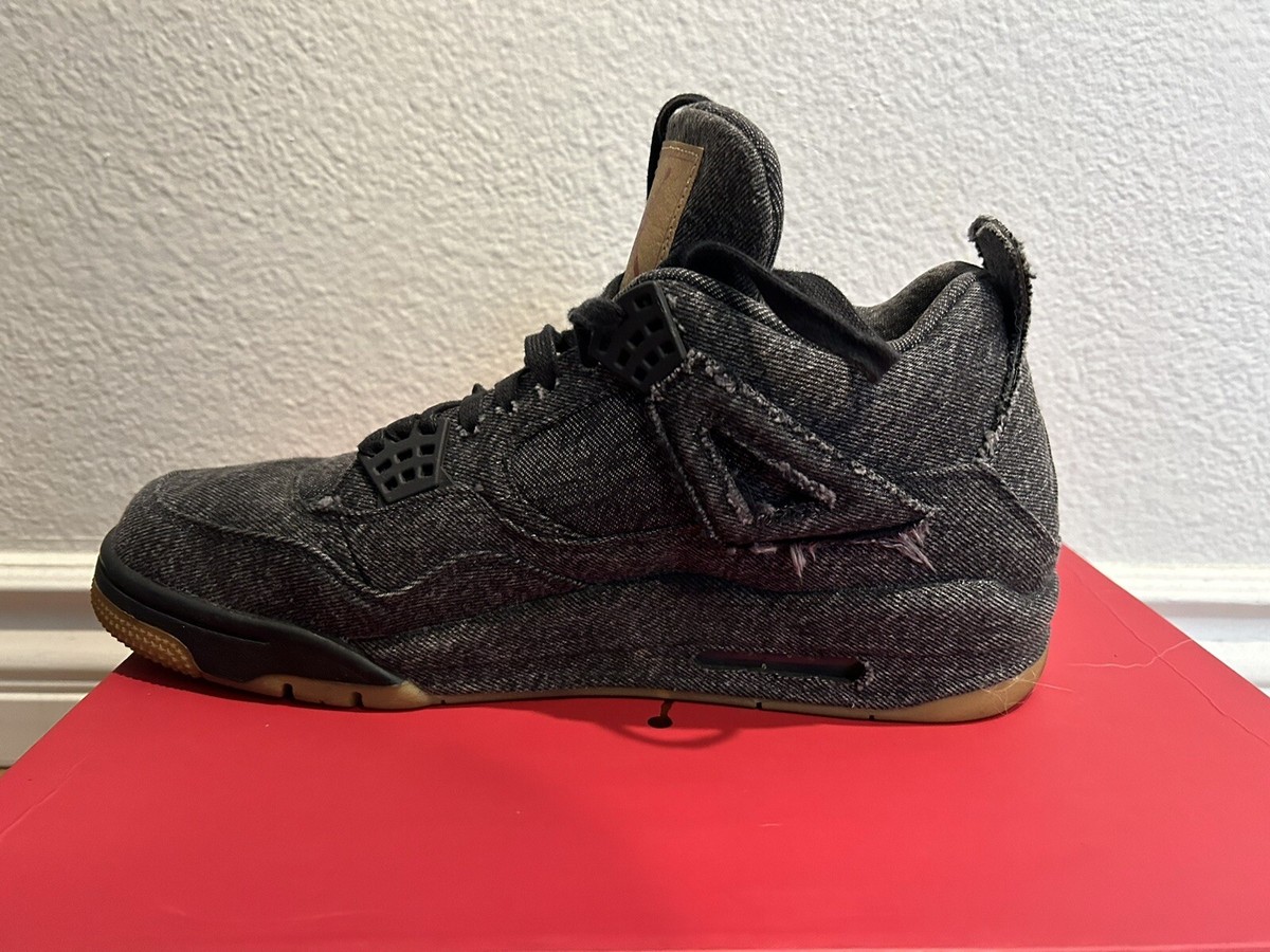 Size 9.5 - Jordan 4 Retro x Levi's Black Denim 2018