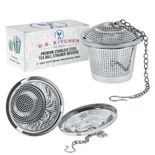 U.S. Kitchen Supply 2 Stainless Steel Tea Ball Strainer Infusers Perforated Mesh