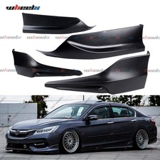 For 2016-17 Accord Sedan Black Front Rear Bumper Lip Splitter Spoiler Side Apron