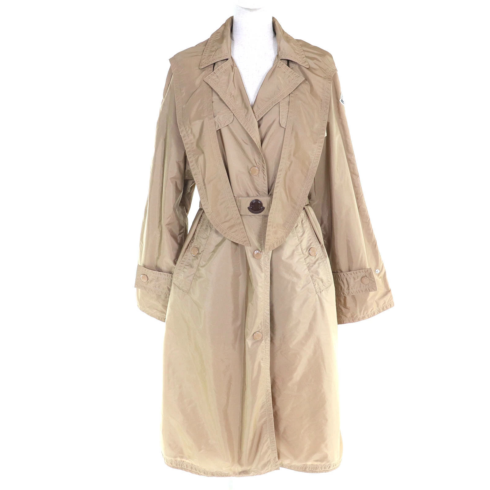 MONCLER 20C P62686 Ladies Hooded Long Coat Vanille Beige Size 1