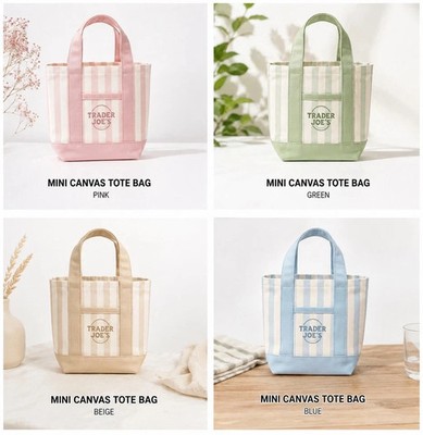 NWT Trader Joe's Striped Canvas Mini Tote Set of 4 Summer 2026