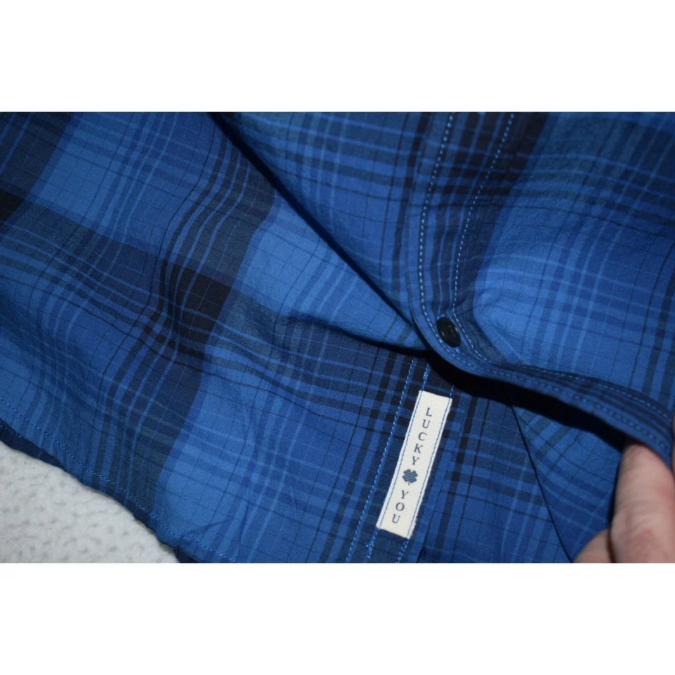 Lucky Brand Jeans Shirt Mens Size XL Blue Black Plaids Cotton NEW TAGS - Image 4 of 4