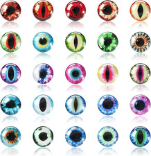 50pcs Assorted Colors Glass Dragon Eyes 15mm Crafts Cabochons for Clay Doll Maki