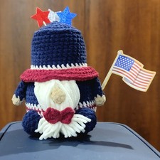 Patriotic Gnome with Stars and Flag inserts Plushie Stuffie America USA