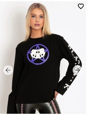 Black Milk Cat Magic Long Sleeve Oversized Shirt Sz S Whimsigoth Comfy 3 Eye Cat