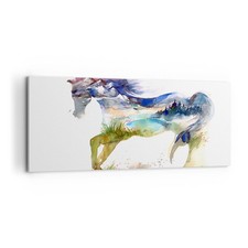 Quadro su Tela 100x40cm Cavallo Natura Arabia etnica Stampe Immagini Murale