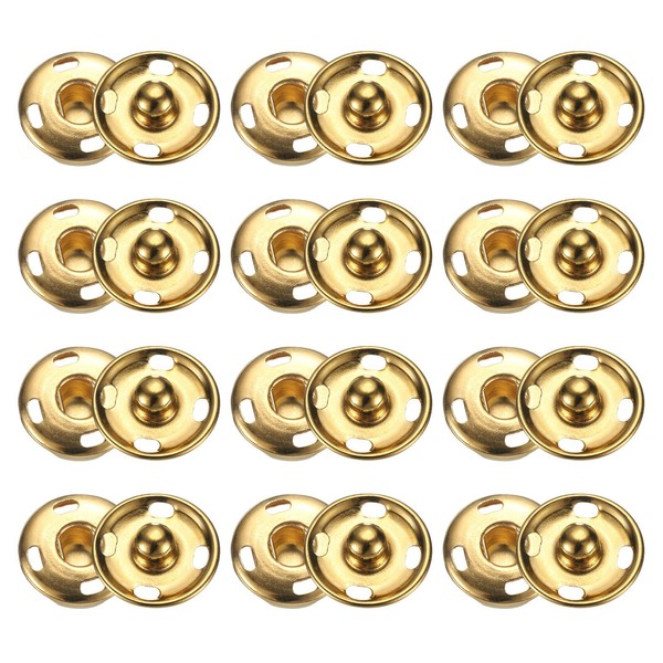 50Er Set DruckknöPfe Zum AufnäHen, 15 Mm, Metall-DruckknöPfe, Gold-image