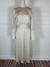 BRUUNS BOUTIQUE COPENHAGEN SIZE 36 UK 8 IVORY & BLACK PRINT MIDI TEA DRESS BNWT