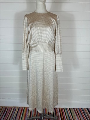 BRUUNS BAZAAR COPENHAGEN UK 8 IVORY & BLACK PRINT MIDI TEA DRESS BNWT WEDDING