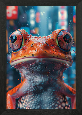 Frosch im Regen Gerahmtes Wandbild Poster Leinwanddruck Bild