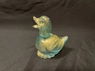 Vintage Murano Italy Teal And Gold Fleck Duck Glass Figurine Paperweight *READ*