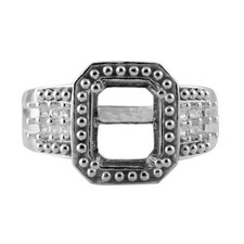 Semi Mount 8X10MM Octagon Shape Faceted Cut Ring 925 Sterling Silver