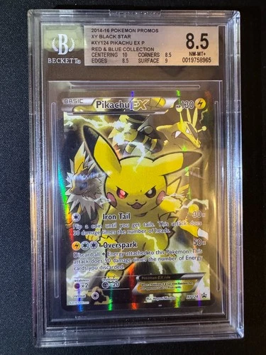 Pikachu EX XY124 XY Holo Promo Red & Blue collec Pokemon Generations BGS 8.5
