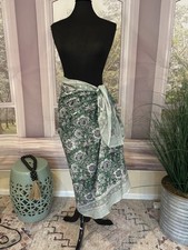 Swimsuit Coverup Cotton Block Print Sarong Pareo, NWOT