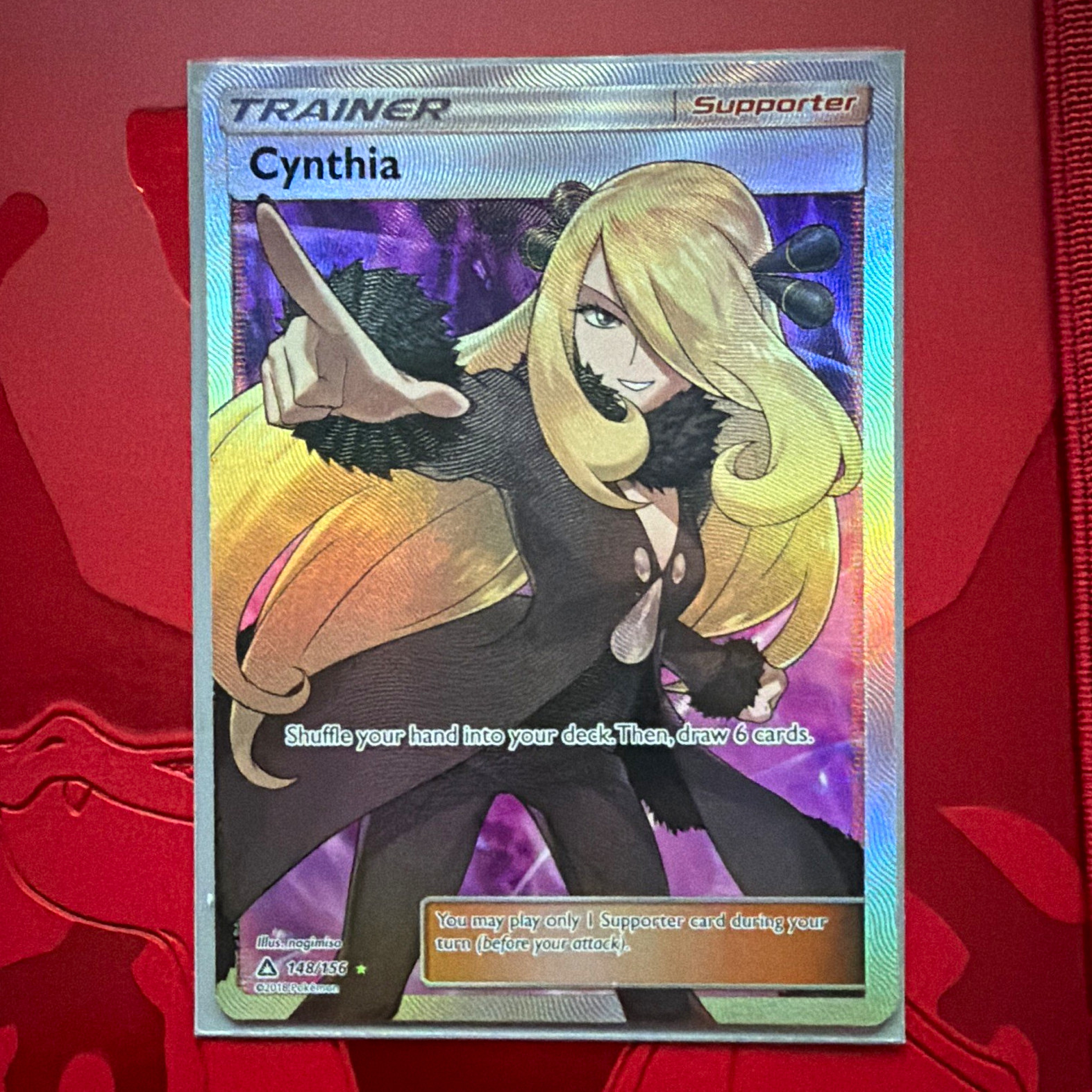 Pokemon Cynthia 148/156 SM Ultra Prism Ultra Rare Full Art Holo Trainer EN