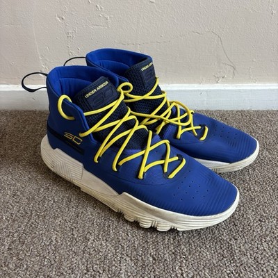 Under Armour UA SC 3Zer0 2 Steph Curry Warriors Blue Yellow Mens Size 11.5 Shoes