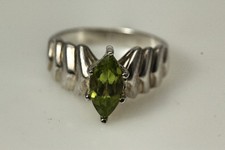 925 Sterling Silver Size 5 Green Marquise Stone Ring 3.5 Grams RIN7977