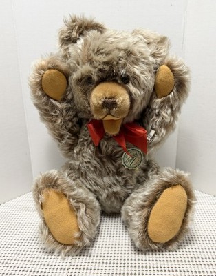 Teddy Hermann Original Jointed Plush Grizzly Bear Wool Blend 14  West Germany