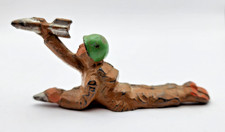 Barclay Manoil Cast Metal Soldier Lying Down Loading Shells Green Helmet. B23
