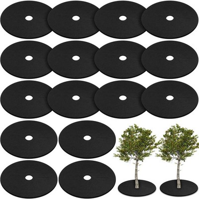 16 Pcs 32. 2 Inch Non Woven Tree Mulch Ring round Tree Weed Barrier Mat Reusable