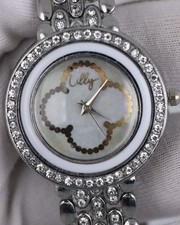 Orologio Donna Lilly Quartz Cuore Strass Bracciale Gioiello Argento Elegante