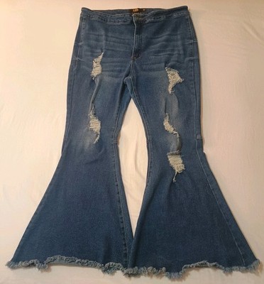 L&B Lucky & Blessed Women's Jeans Size 20 Extreme Flare Bell Bottom Distressed 