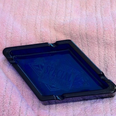 VTG CAMEL ASHTRAY ~ COBALT BLUE GLASS, SPECIAL LIGHTS DIAMOND