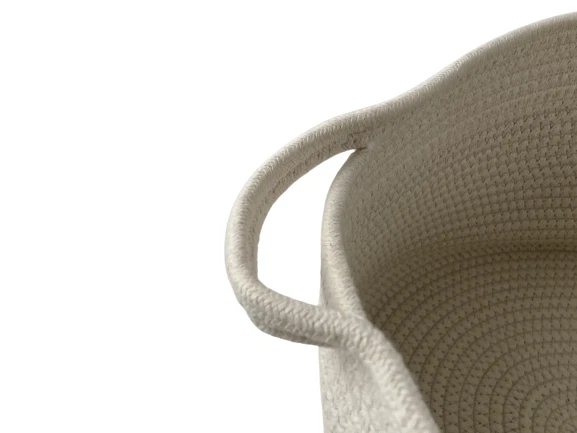 Cesta de cama de cuerda tejida para perro blanca ovalada 20,5x13,5x8,5 "El hogar es donde está el perro" Foto 4 de 4