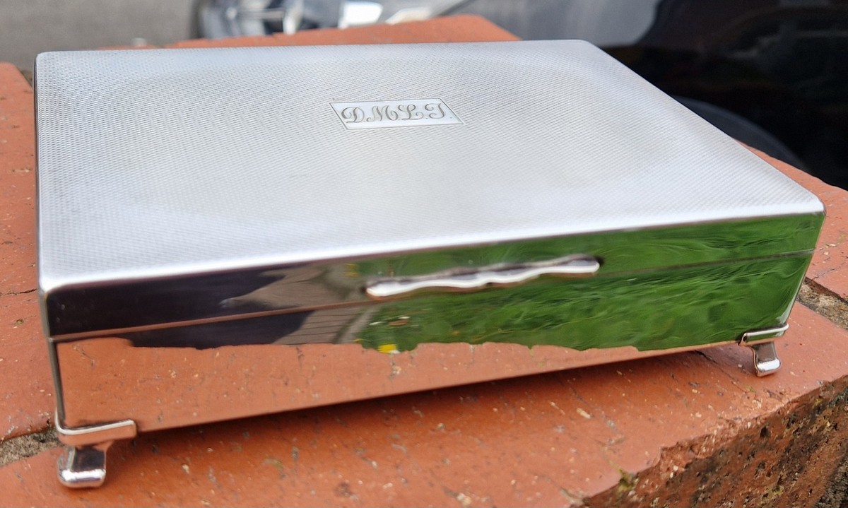 aristocrat silver plated cigarette box Vintage H.B ARISTOCRAT SILVER Plated (EPNS) CIGARETTE/TRINKET BOX, Cedar  Inner