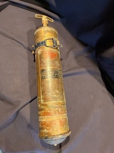 Antique Wall Mounted RFS Brass Fire Extinguisher Red Flare Sign Co. Empty