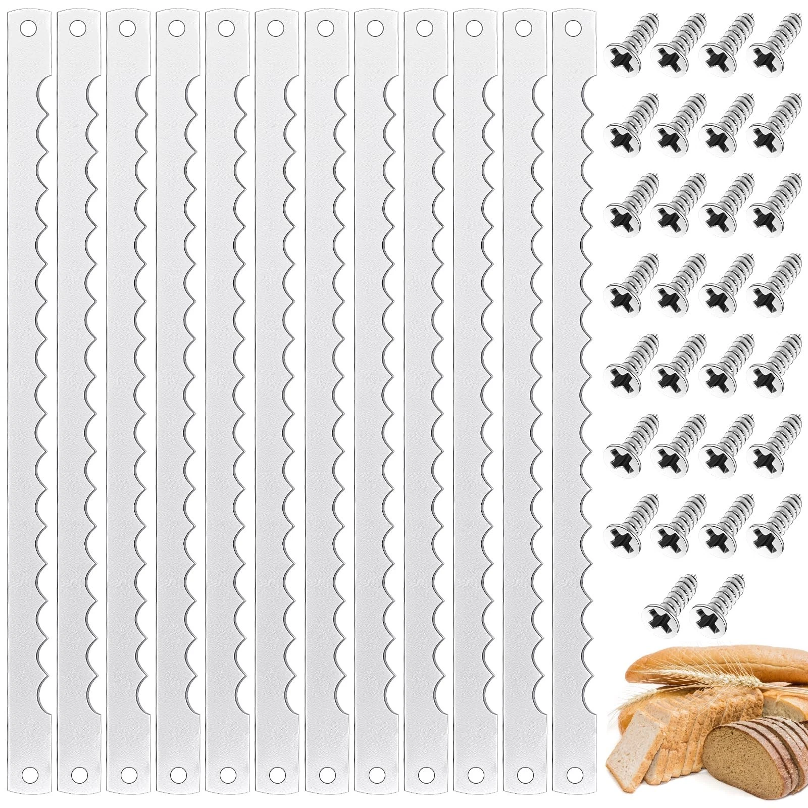 12 Pcs Bread Bow Blades 10.8" Serrated Stainless Steel Blades with Screws for...