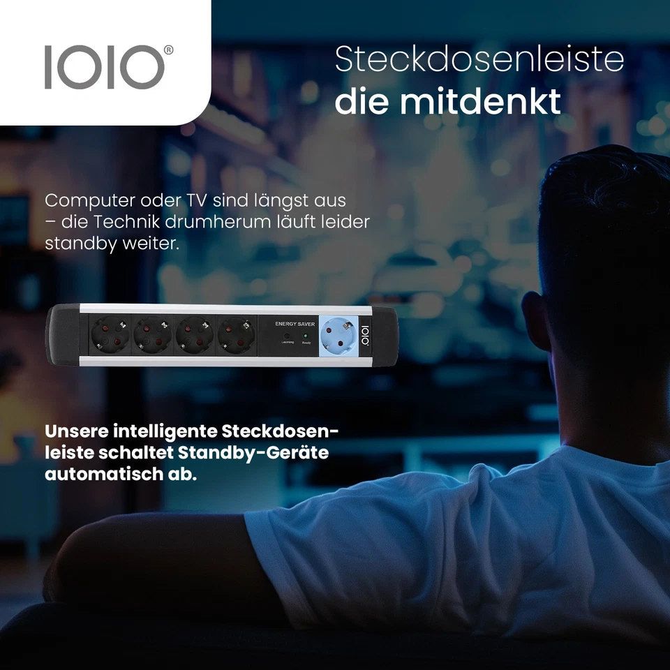 Aluminium Master Slave Steckdosenleiste Strom sparen 5-fach 1,5m Kabel  - Bild 2 von 4