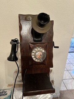 Antique Wooden Wall Mounted Rotary Crank Telephone Pre 1940