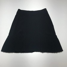 Uniform John Paul Richard Petite Stretch Skirt Black Pleated Hem A-Line Womens 8