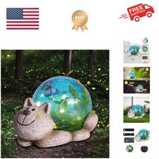 Solar Garden Statues Outdoor Figurines - Cat Lawn Ornament with Solar Lights ...