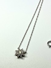 14K White Gold Natural Diamond Women's Ladies Pendant Chain Necklace 18  