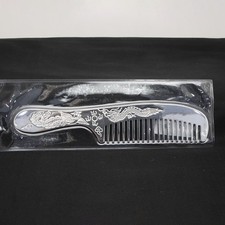 Solid S999 Fine Silver Comb Carved Dragon Phoenix Healthy Hair Comb 51-52g 5.9in