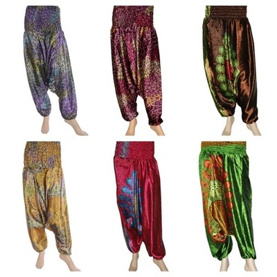 Paket 3 Teile Indische Vintage Seide Sari Boho Haremshose Damen Gypsy Hosen