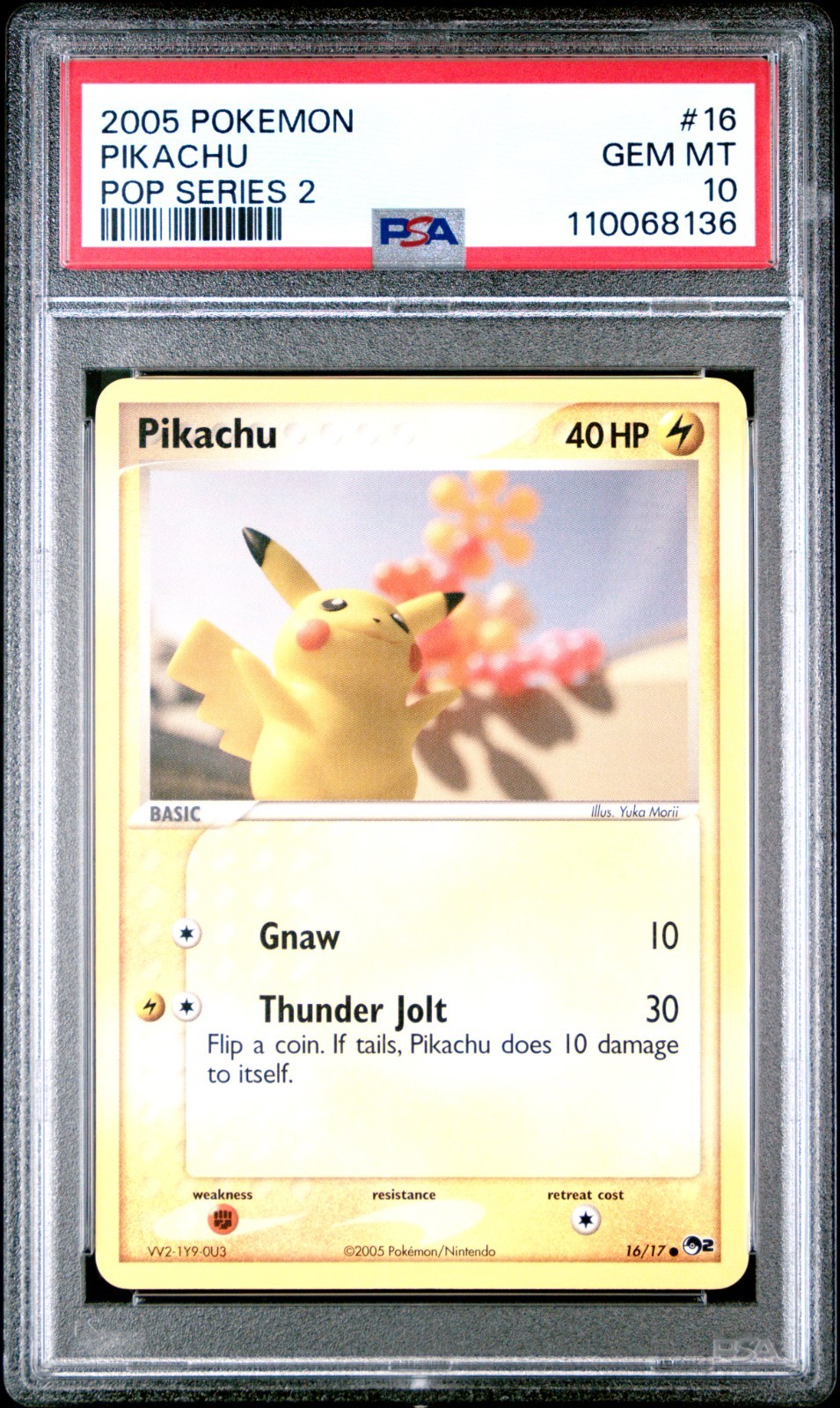 Pokemon 2005 Pikachu # 16 POP Series 2 PSA 10 (Yuka Morii) Pop 140