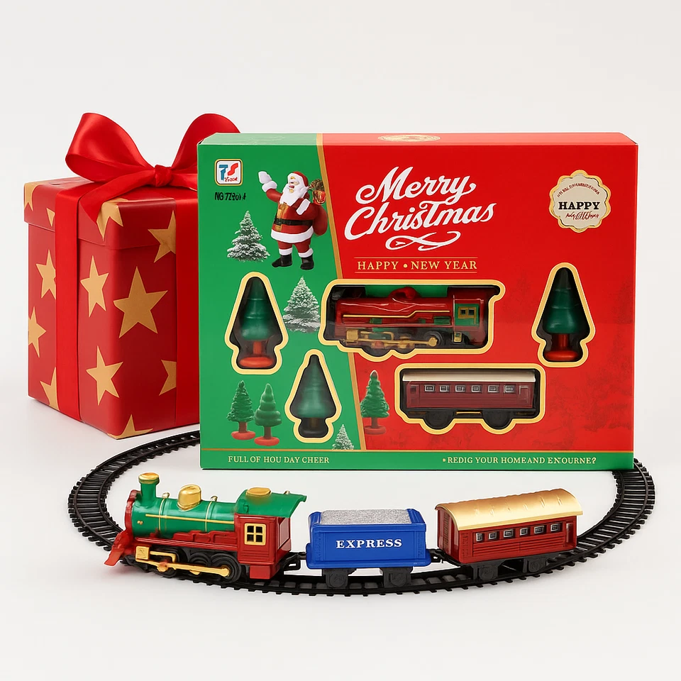 Christmas Train Set Track Musical Sound Lights Around Tree Decorate Santa Gift - Image 2 of 4