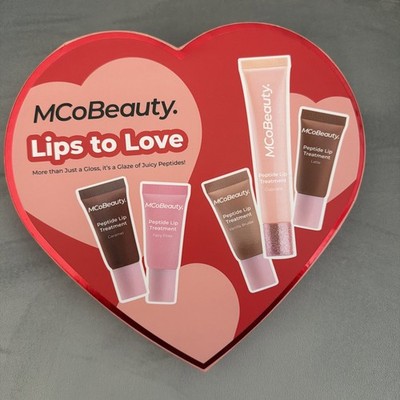MCoBeauty Lips to Love Heart Gift Box, 5pc Lip Gloss Peptide Set Limited Edition
