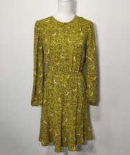 M&S  Yellow  Mix Floral Mini Dress Elasticated Waist, Matching Buttons Size UK 8